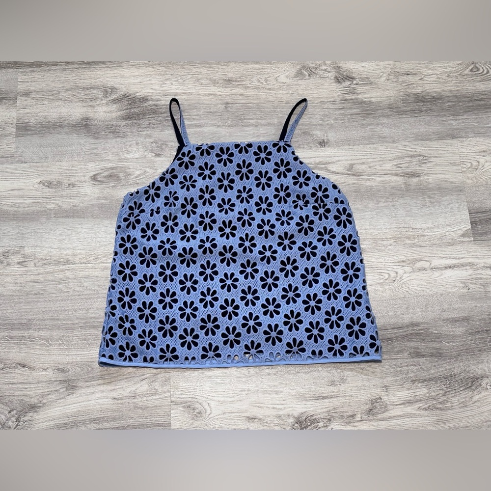 Maeve by Anthropologie Blue Daisy Eyelet Tank Top – Size 8